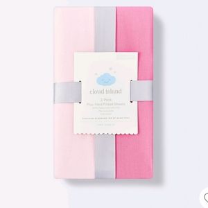 Cloud Island Fitted Playard Sheets Pink 2pk